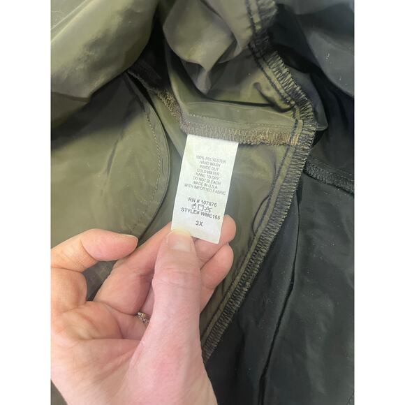 SUN KIM Drape Open Front Tunic Jacket Pockets Olive Green Black USA Size 3X - Picture 8 of 12